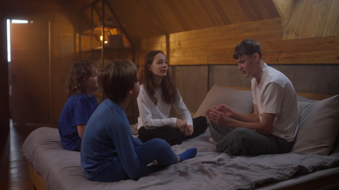 Children and Teenagers Talking in Bedroom