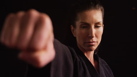 karate player performing karate stance