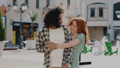 couple hugging outdoors