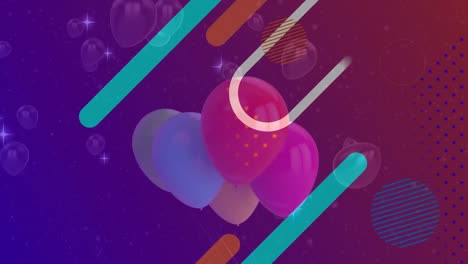 Colorful-abstract-shapes-against-bunch-of-colorful-balloons-against-gradient-background