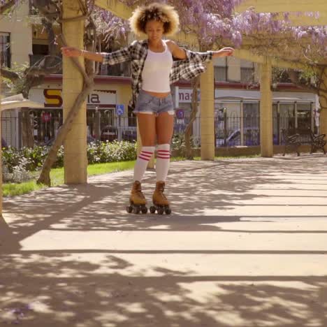 young girl on roller skates