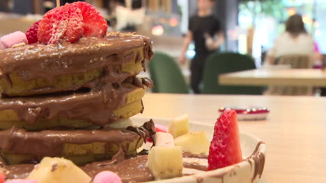 delicious chocolate pancakes with fruit