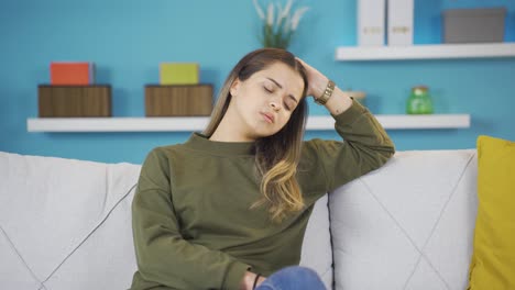 young girl with sleep problems trying to sleep.