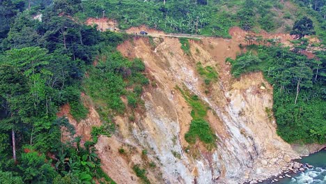 the brink of a landslide in the mountains