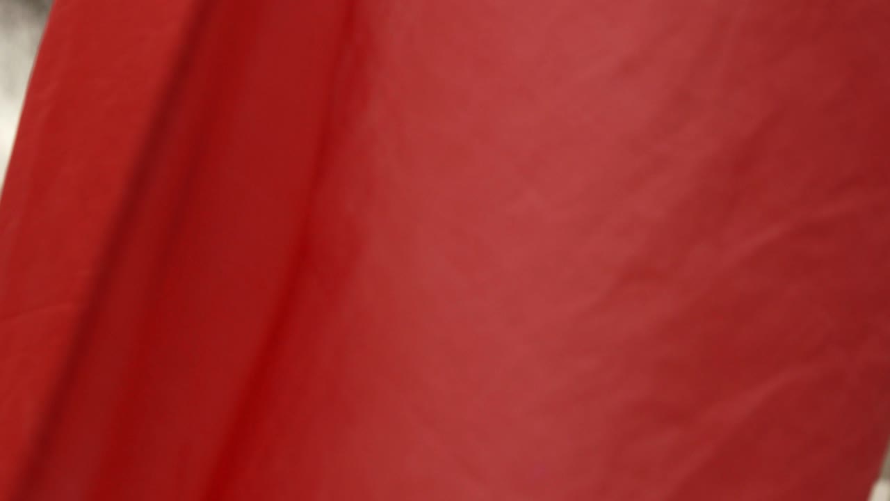 протестующий несет красный флаг