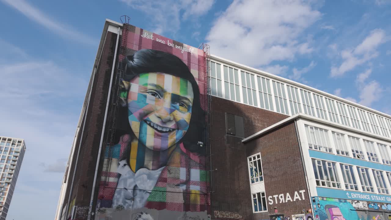 Colorful Anne Frank Mural in Amsterdam