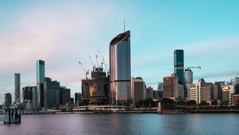 a dramatic time lapse of brisbane cbd at sunset