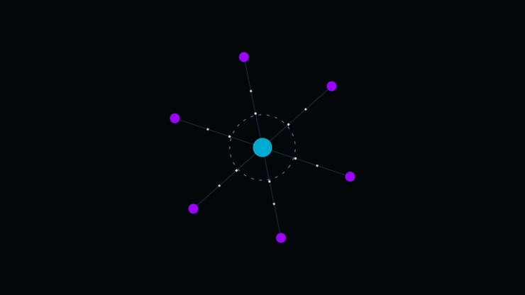 Abstract Motion Graphic of a Rotating Hexagon Around a Central Node