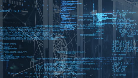 Animation of data processing and connections over servers
