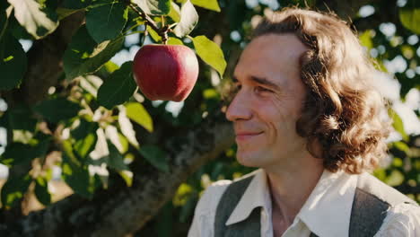 gentleman in an apple orchard