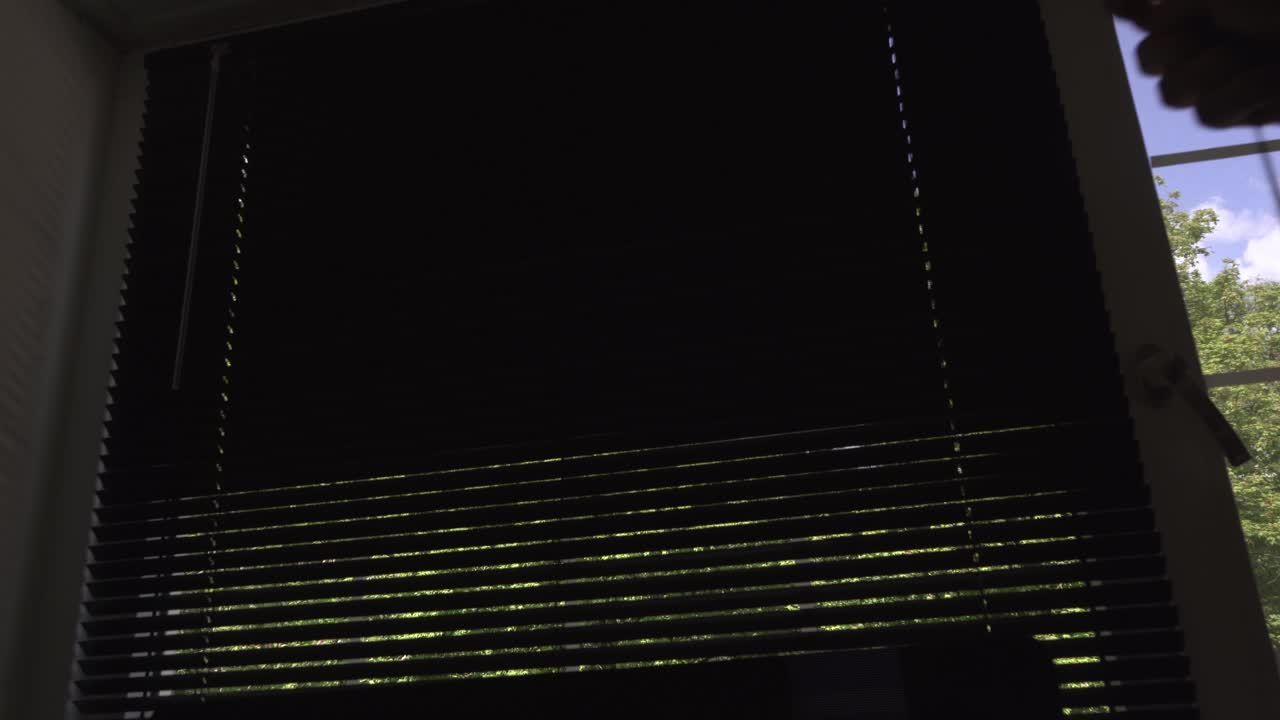 Close up of guy opening his office blinds