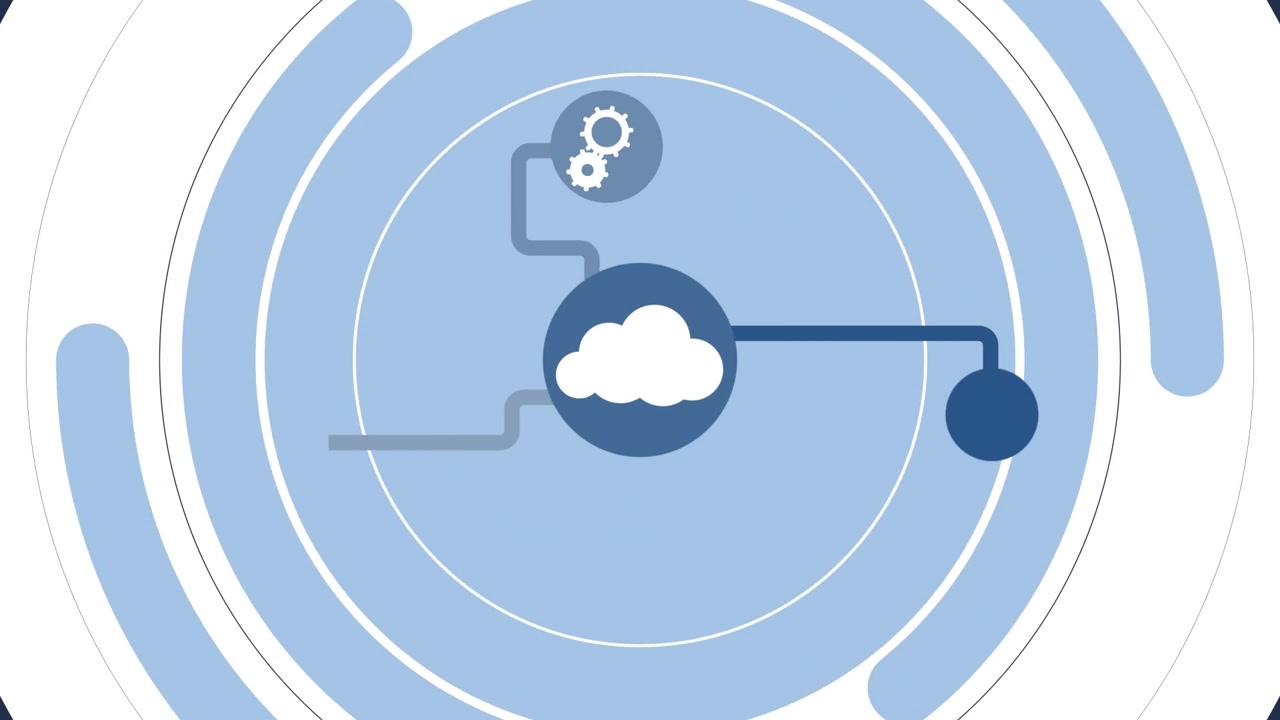 Animation of network connections with cloud icon in the middle