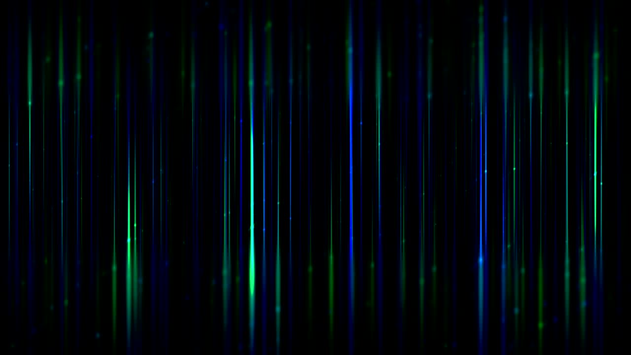 Glittering glowing green blue abstract vertically striped decoration blurred dark background pattern as greeting card video animation loop seamless