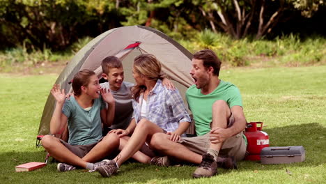 family camping in a park