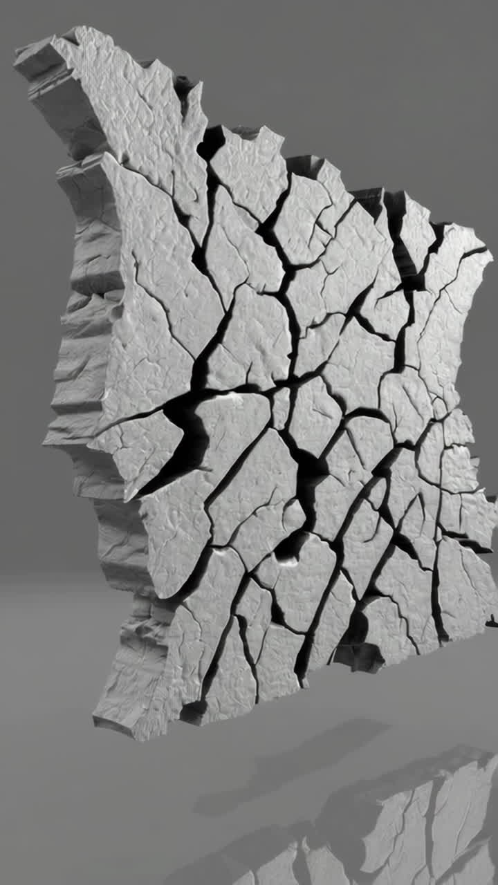 Abstract 3D Fractured Grey Surface