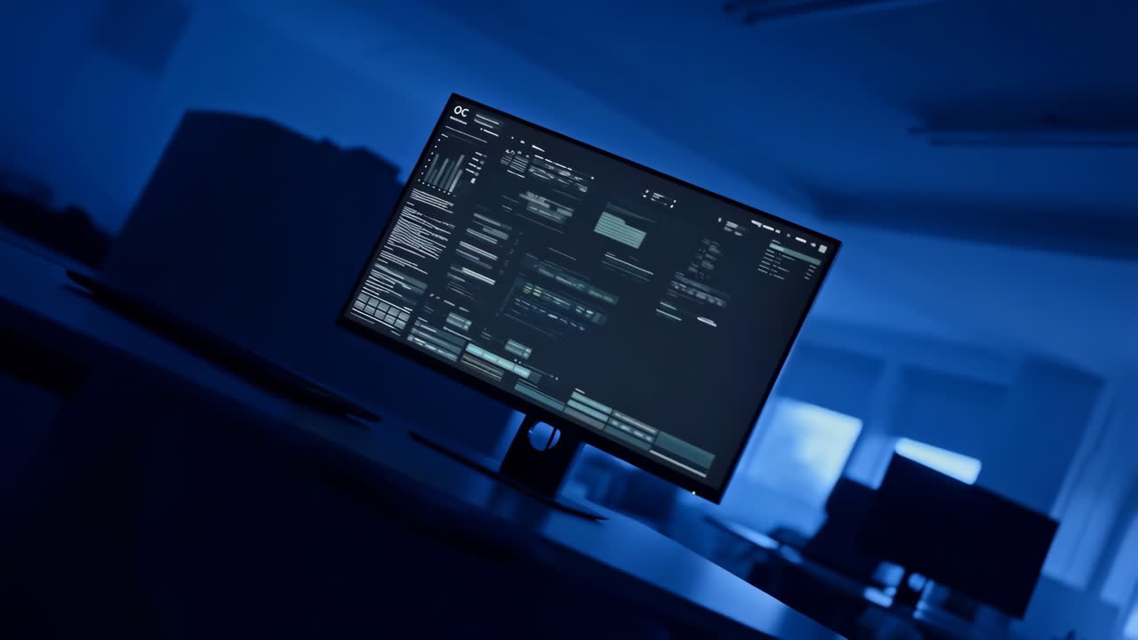 Data Display on a Monitor in a Blue-Lit Office Environment