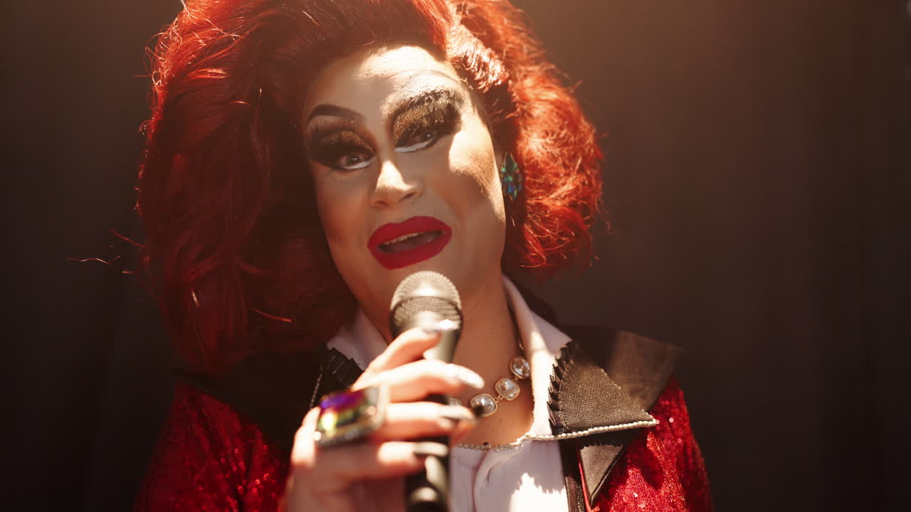 Drag Queen Performing with Microphone