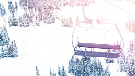 animación del paisaje con paisajes de invierno y ascensor de sillas de esquí