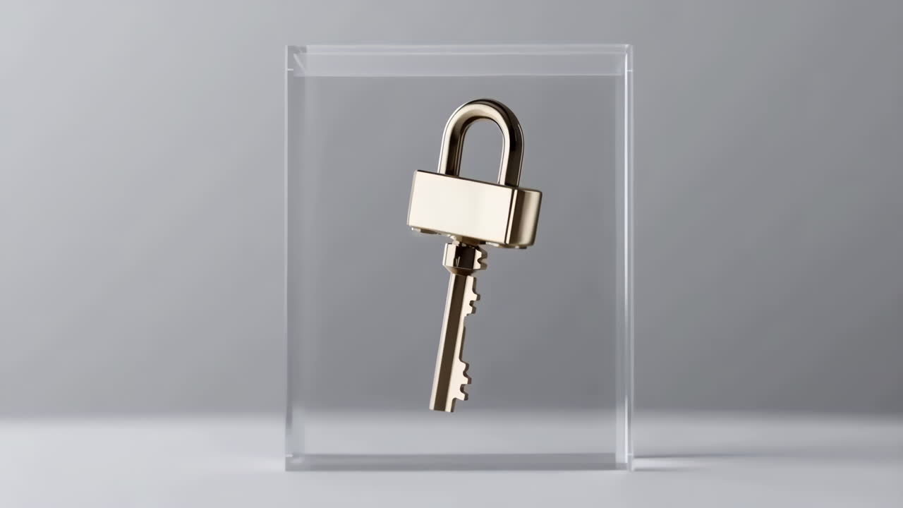 A key in a transparent cube