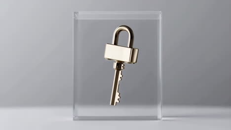 a key in a transparent cube