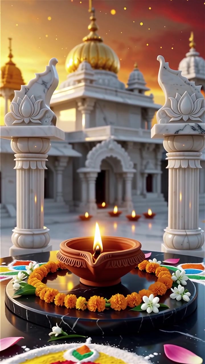 Sfondo del Festival Diwali con lanterne e decorazioni tradizionali Diyas.
