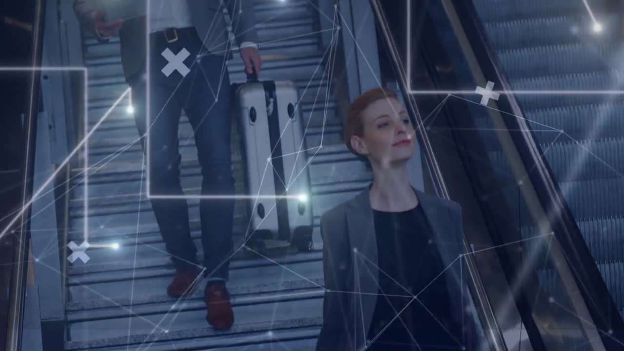 Animatie van een netwerk van verbindingen over diverse zakenmensen