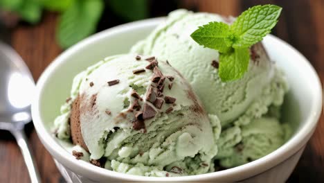 helado de menta con trozos de chocolate