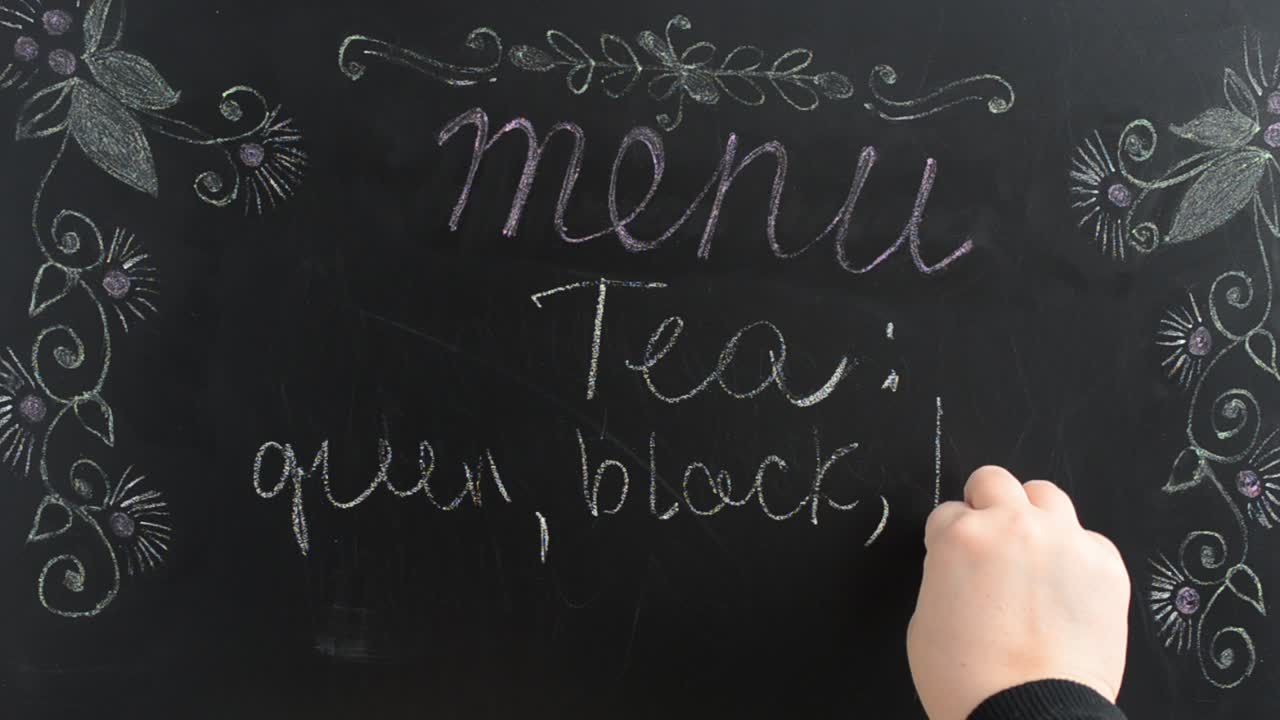 Tea menu. We write the menu on a board