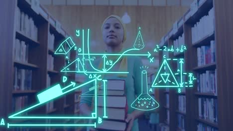 animation of scientific data processing over biracial female student