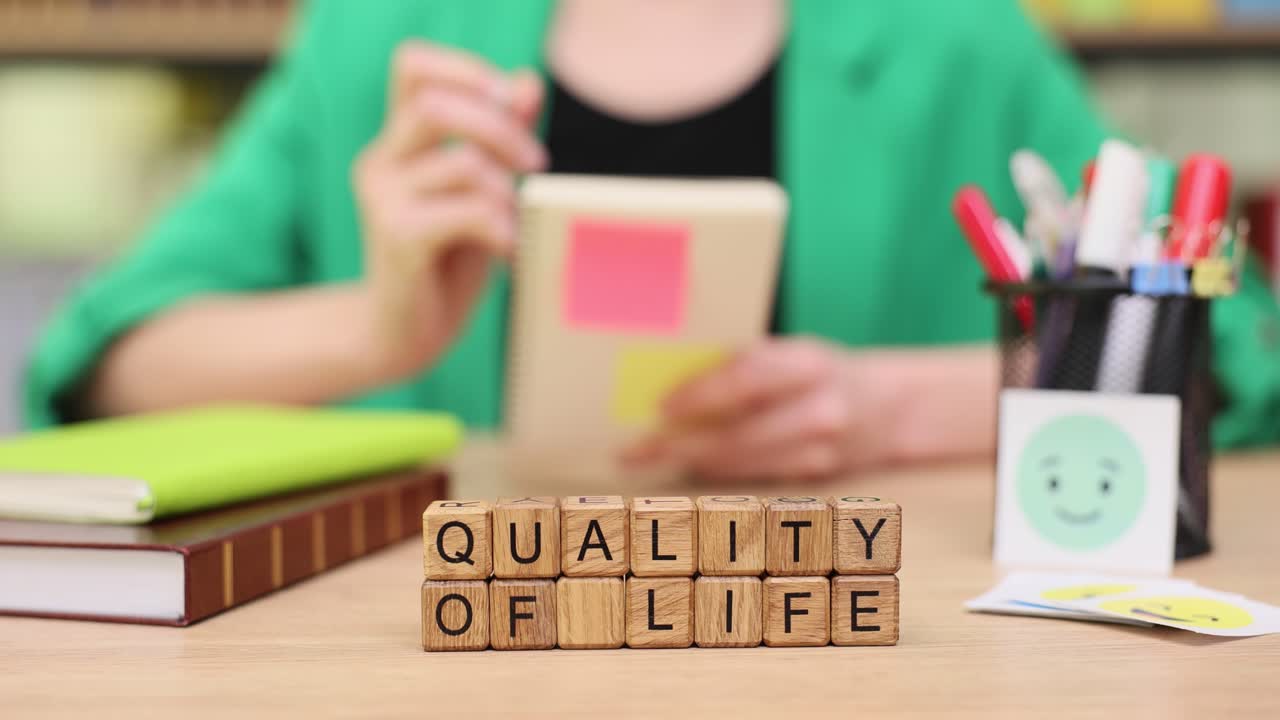 Quality of Life Concept with Wooden Cubes