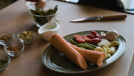 Fresh Vegetables and Spices Ready for Cooking