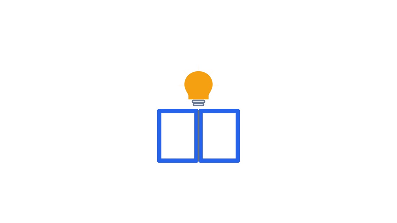 Animated Book Opening with Glowing Light Bulb Icon