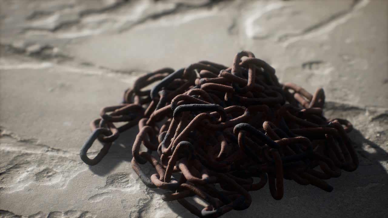 Vintage rusty hand-made iron chain