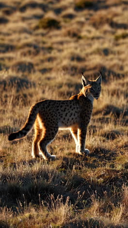 wild lynx in a golden hour field