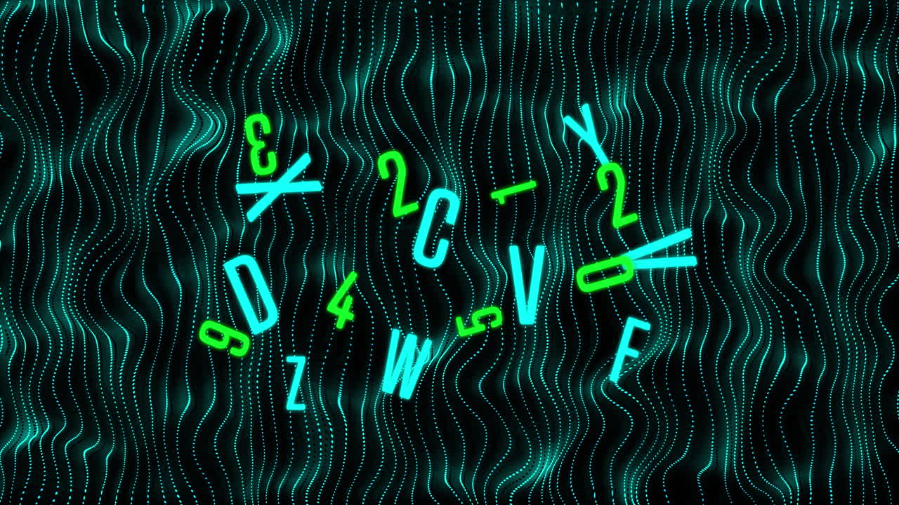 animación de letras y números que cambian de forma