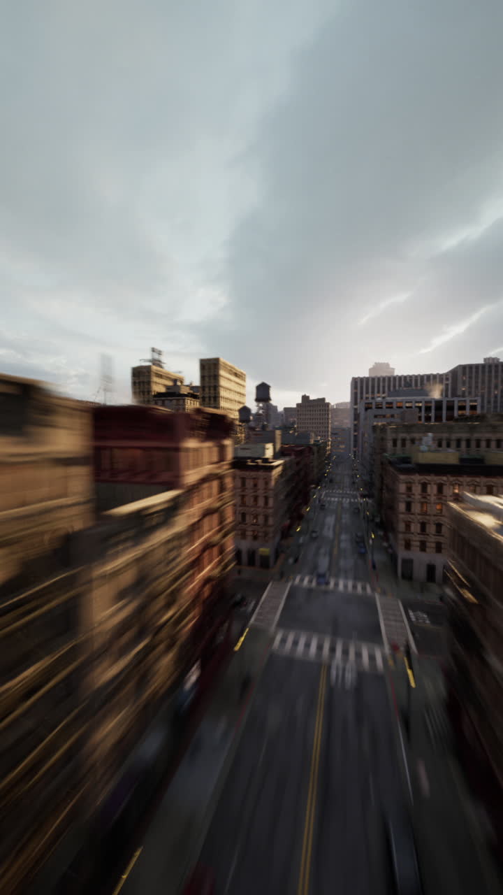 vista de la calle de la ciudad en rápido movimiento