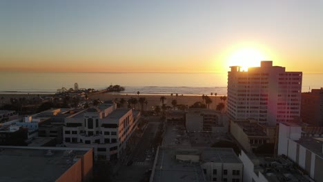 santa monica beach and pier aerial