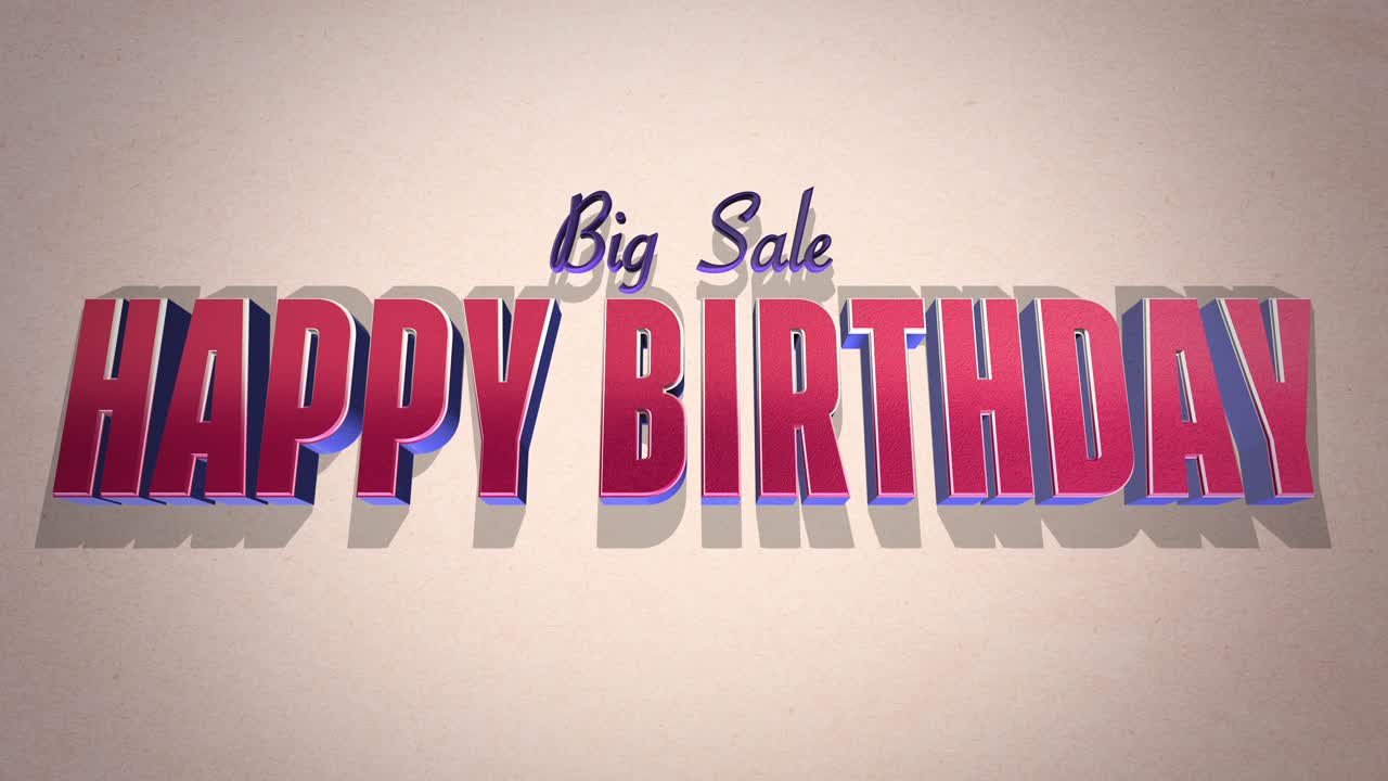 tarjeta de cumpleaños 3d juguetona hermana grande en rojo y azul vibrante en fondo beige