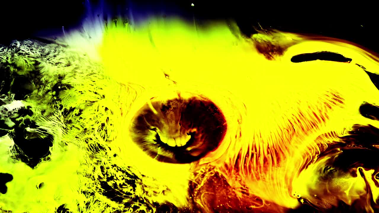 Bright Sun Colorful Ink And Paint Liquid Reaction / Cosmos Nebula background