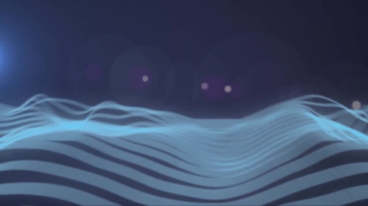Animazione di punti luce e linee grigie su sfondo nero.