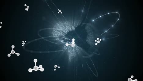 animation of molecules over globe with connections on black background