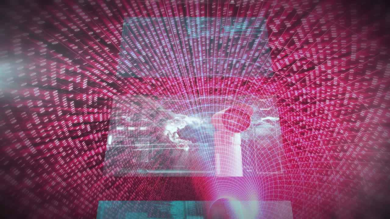 animación de pantallas digitales sobre el túnel rosa