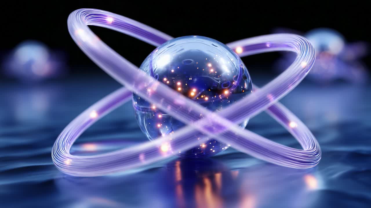 A Stunning Visual Representation of Atomic Structure Featuring a Vibrant Sphere Surrounded by Luminescent Rings, Illustrating the Intricacies of Molecular Dynamics and Quantum Physics