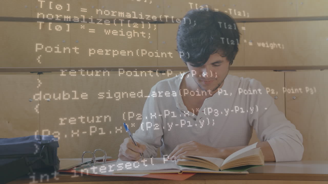 procesamiento de datos contra estudiantes varones biraciales que estudian en clase en la universidad