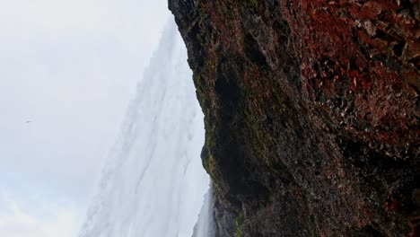 High-view-shot-of-Seljalandfoss-one-of-the-most-beautiful-waterfall-in-iceland-in-summer