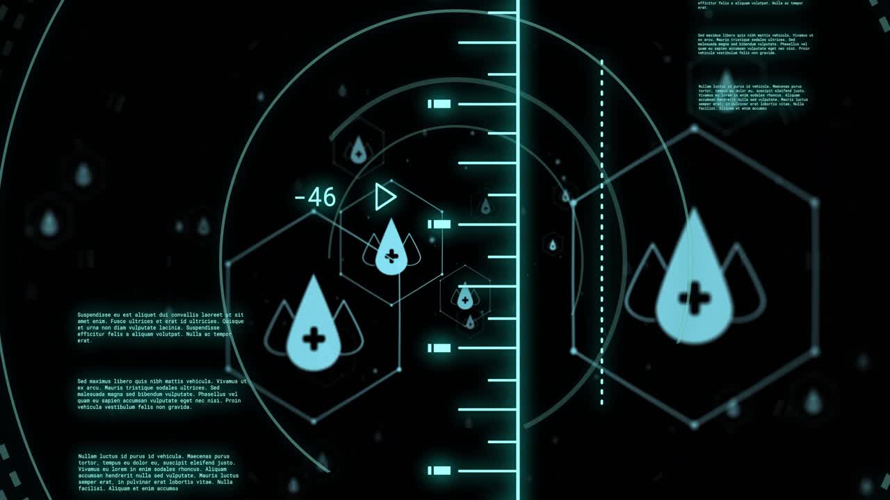 Animazione di oscilloscopi ed elaborazione di dati scientifici su sfondo nero