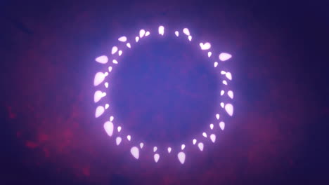 glowing circle of fairy lights on purple background