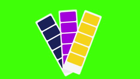 ilustración animada 2d de esquemas de colores en una pantalla verde