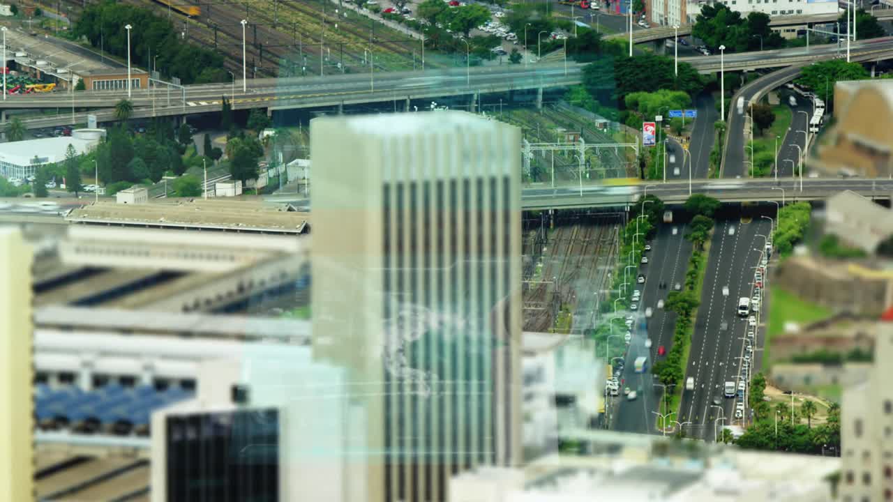 도시 풍경 위의 통계 처리의 애니메이션