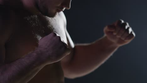 hombre de entrenamiento de boxeo de cerca